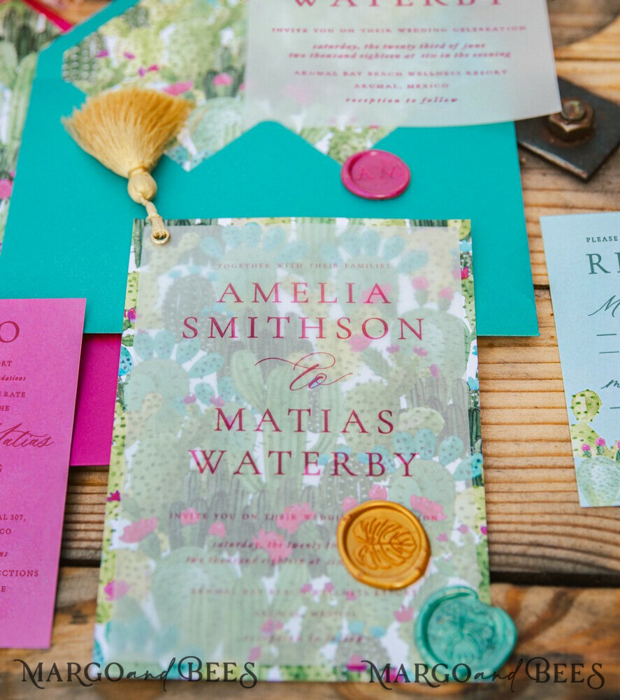 WEDDING INVITATIONS Modern Invites Floral Cards Custom wedding invitation Mexican style blossom floral invites