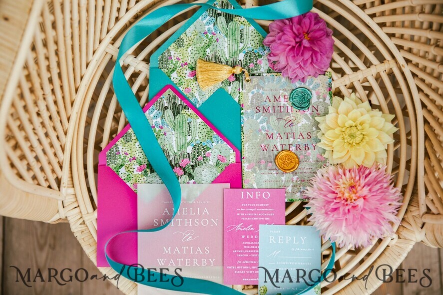 WEDDING INVITATIONS Modern Invites Floral Cards Custom wedding invitation Mexican style blossom floral invites