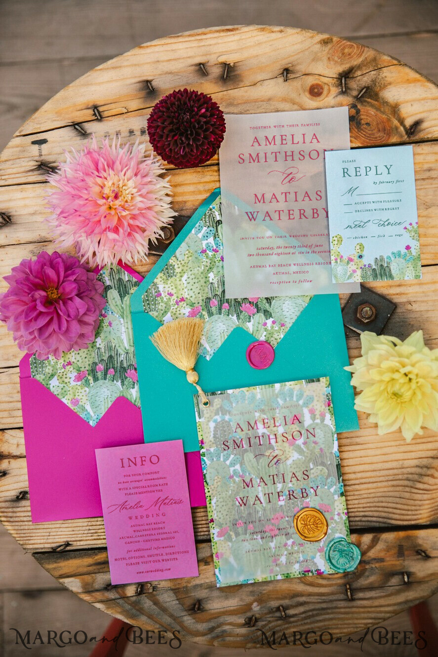 WEDDING INVITATIONS Modern Invites Floral Cards Custom wedding invitation Mexican style blossom floral invites