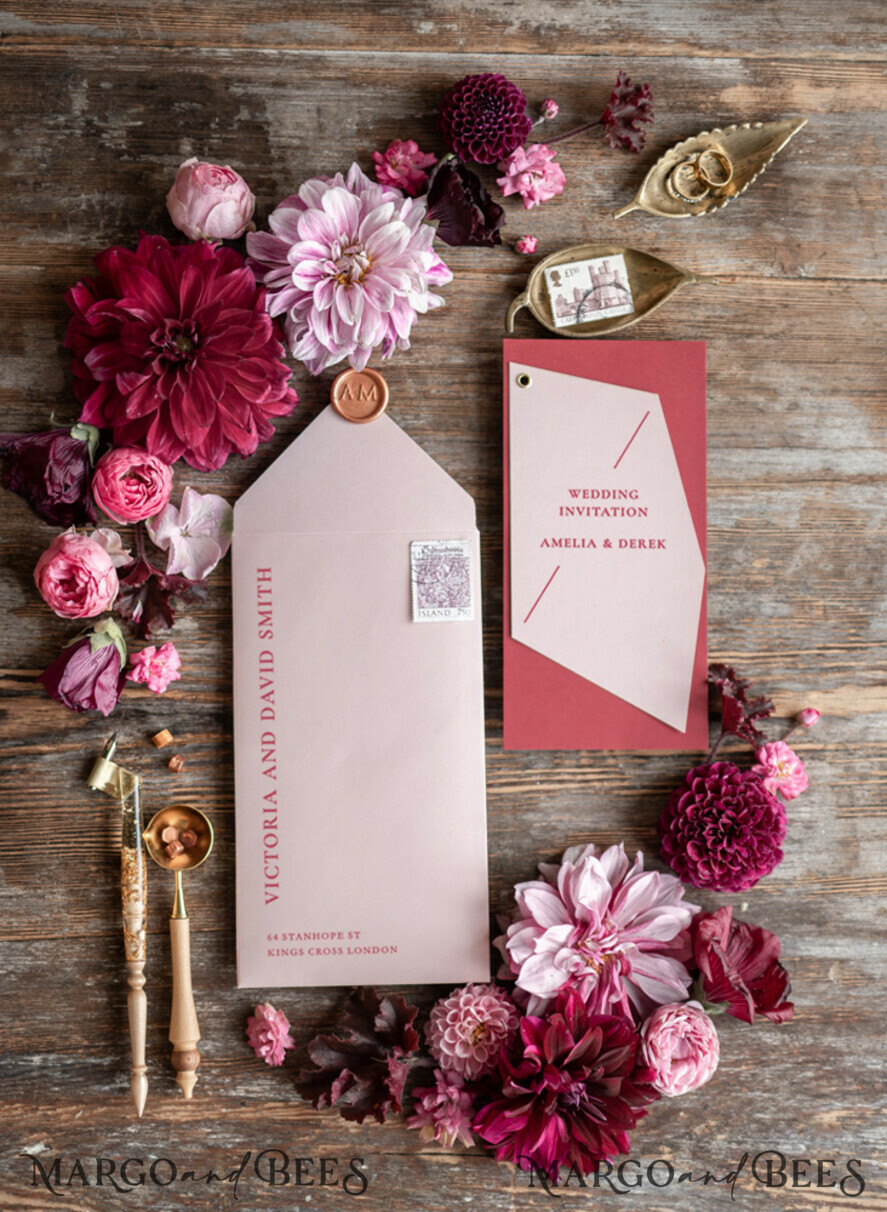 WEDDING INVITATIONS Modern Invites Floral Cards Wedding invitations custom unique geometrical design