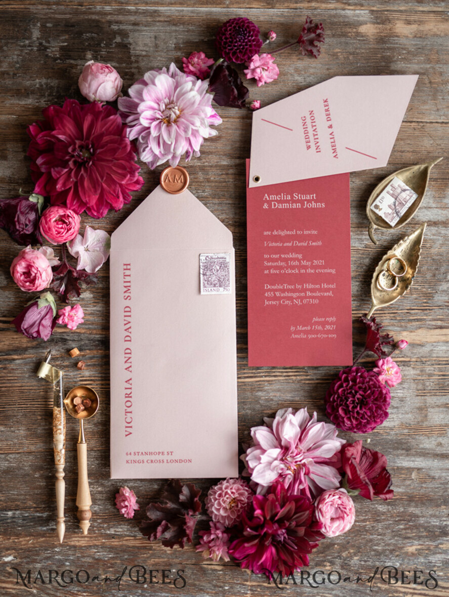WEDDING INVITATIONS Modern Invites Floral Cards Wedding invitations custom unique geometrical design