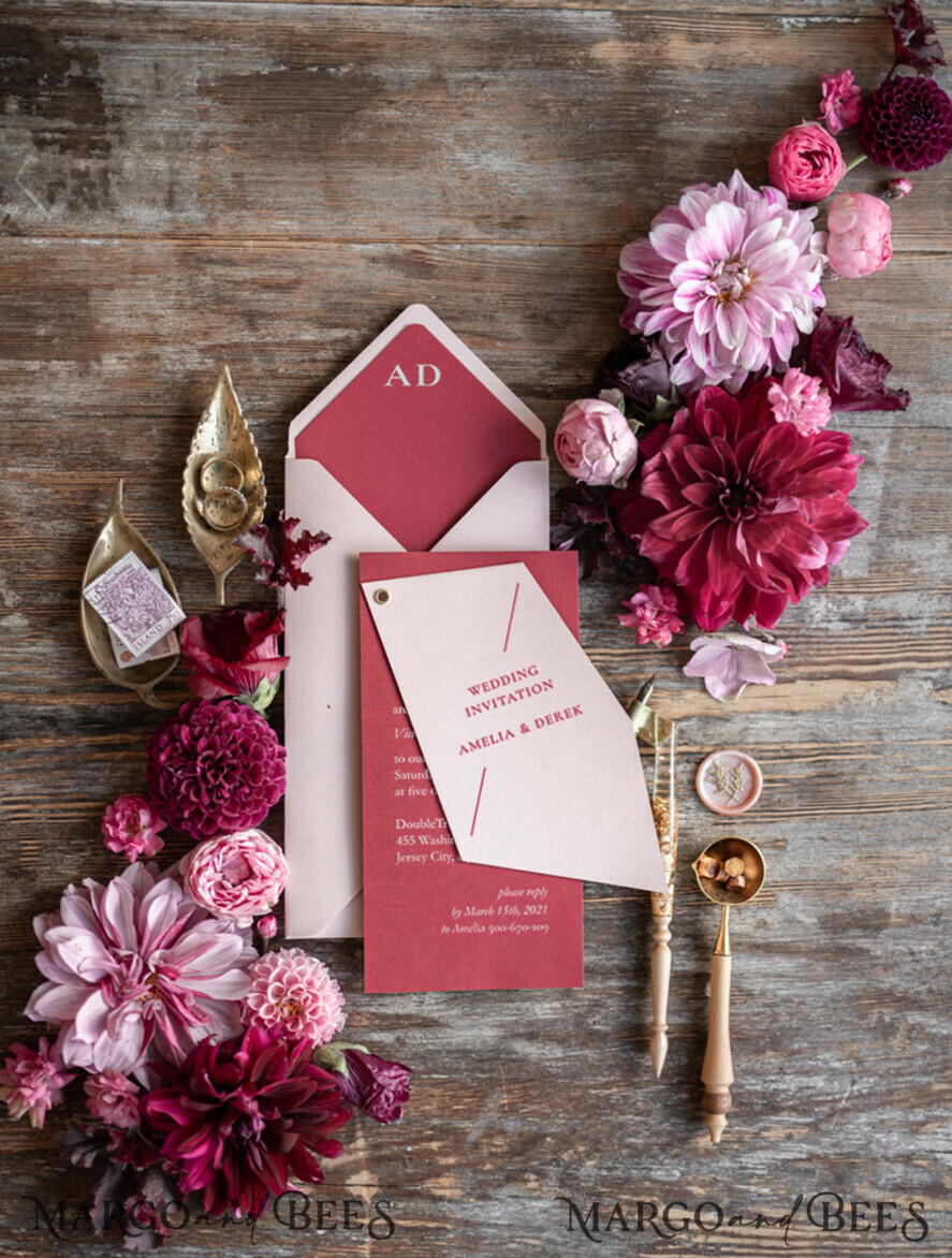WEDDING INVITATIONS Modern Invites Floral Cards Wedding invitations custom unique geometrical design
