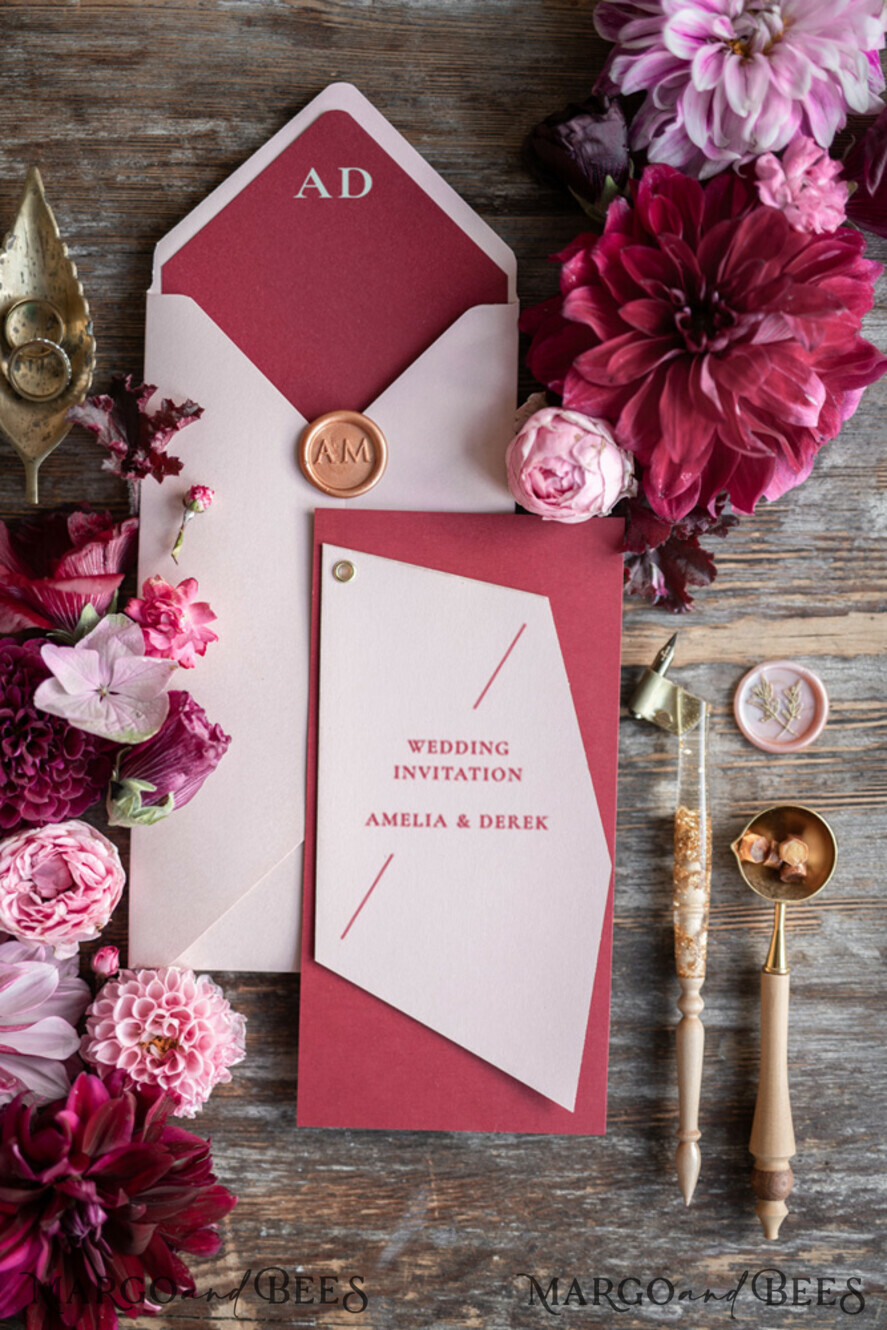 WEDDING INVITATIONS Modern Invites Floral Cards Wedding invitations custom unique geometrical design