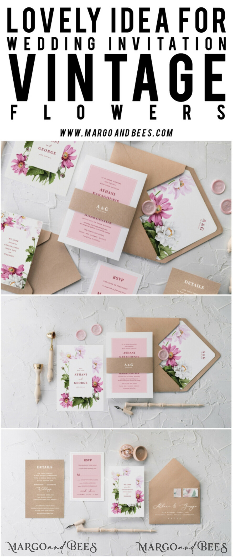 WEDDING INVITATIONS Modern Invites Floral Cards Blush pink wedding invitations, pink wedding invitations, white wedding invitations, floral wedding invitations, floral wedding stationery, wedding floral accessories, recycled paper, recycled paper wedding invitations, pink flowers, romantic wedding invitations, white lettering, pink lettering, floral envelope liner, belly band, white and pink wedding invitations, romantic wedding invitations, cheap wedding stationery