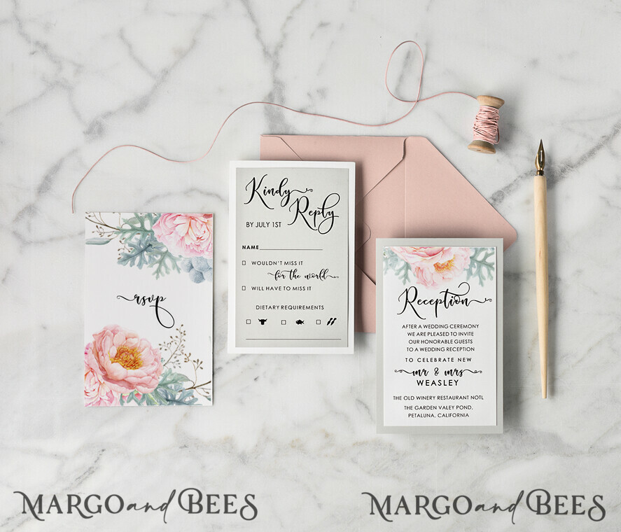 WEDDING INVITATIONS Modern Invites Floral Cards invitations for wedding boho