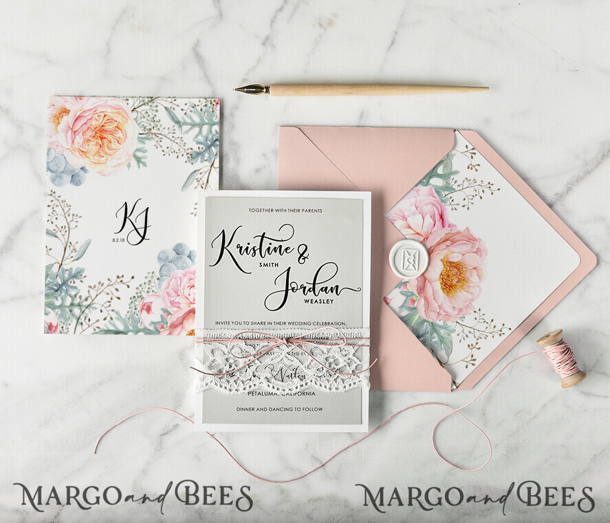 WEDDING INVITATIONS Modern Invites Floral Cards invitations for wedding boho