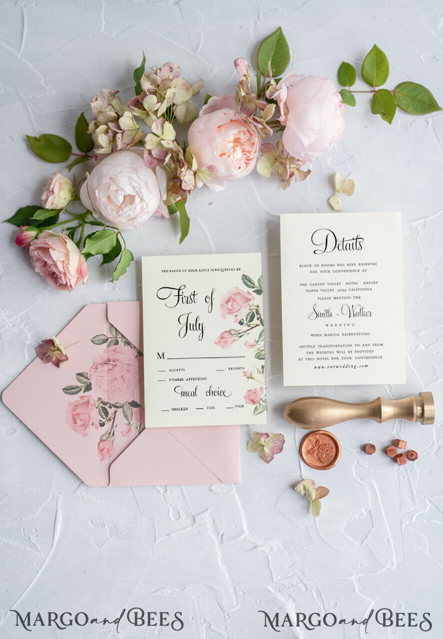 WEDDING INVITATIONS Modern Invites Floral Cards Blush pink wedding invitations, blush pink wedding cards, blush pink wedding stationery, blush pink wedding accessories, ecru wedding invitations, ecru wedding accessories, peony wedding invitations, peony wedding cards, peony wedding accessories, pink ribbon, wedding invitations with bow, elegant wedding invitations, spring flowers, spring wedding invitations, vintage flower illustration, floral wedding invitations, floral wedding, boho wedding invitations