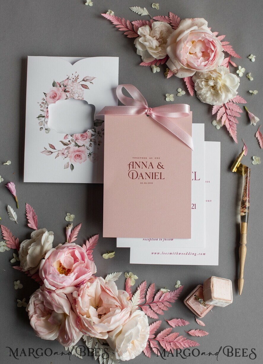 HOCHZEITS EINLADUNGEN Moderne Einladungen Florale Karten Elegante Hochzeitskarten in zartem Rosé, glamouröse arabische Pocket-Hochzeitseinladungen, moderne florale Hochzeitskarten, minimalistische Hochzeitsinvitationen.