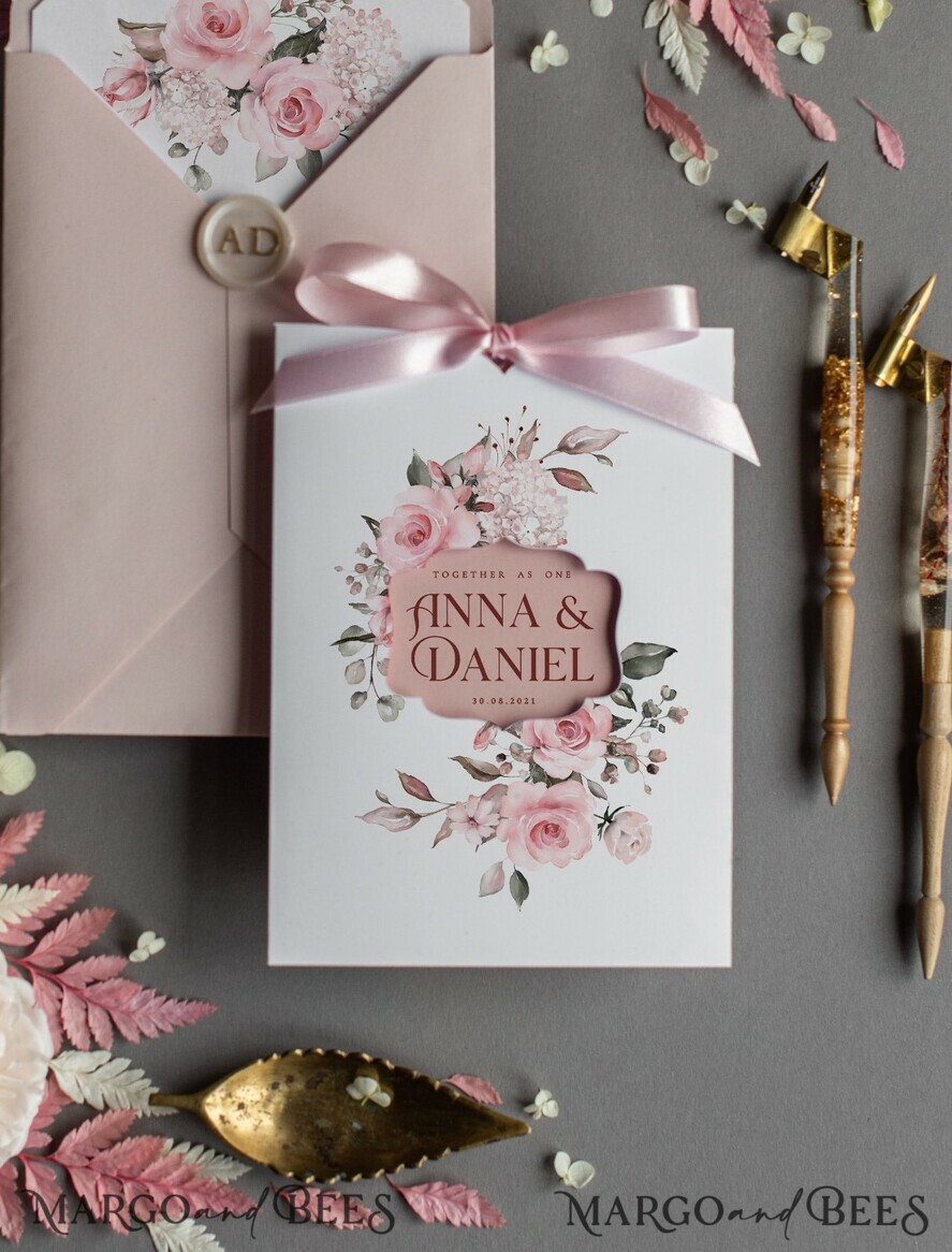 HOCHZEITS EINLADUNGEN Moderne Einladungen Florale Karten Elegante Hochzeitskarten in zartem Rosé, glamouröse arabische Pocket-Hochzeitseinladungen, moderne florale Hochzeitskarten, minimalistische Hochzeitsinvitationen.