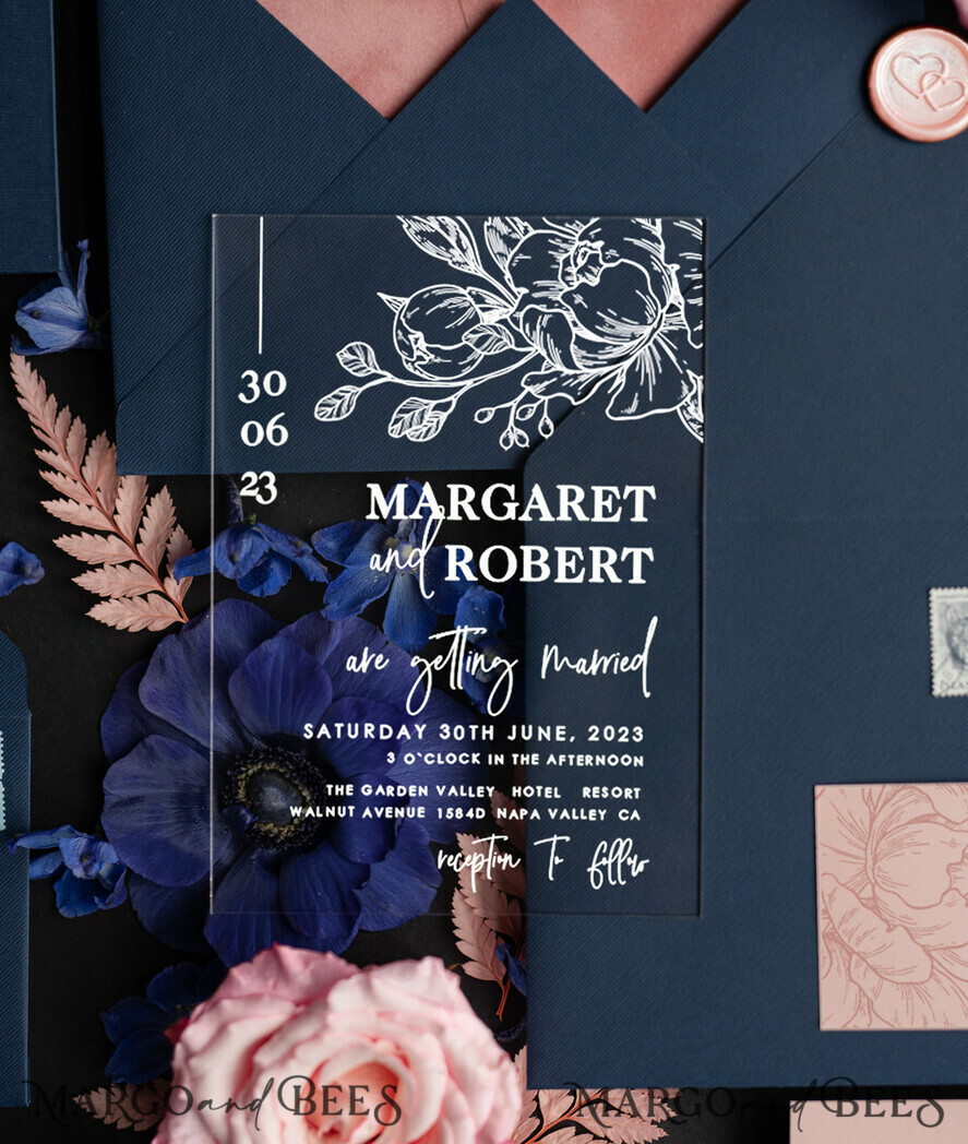 WEDDING INVITATIONS Modern Invites Floral Cards Velvet Modern Wedding invitations Acrylic, elegant Acrylic wedding invitation suite, Romantic Minimalist Wedding Invites, Luxury wedding Stationery