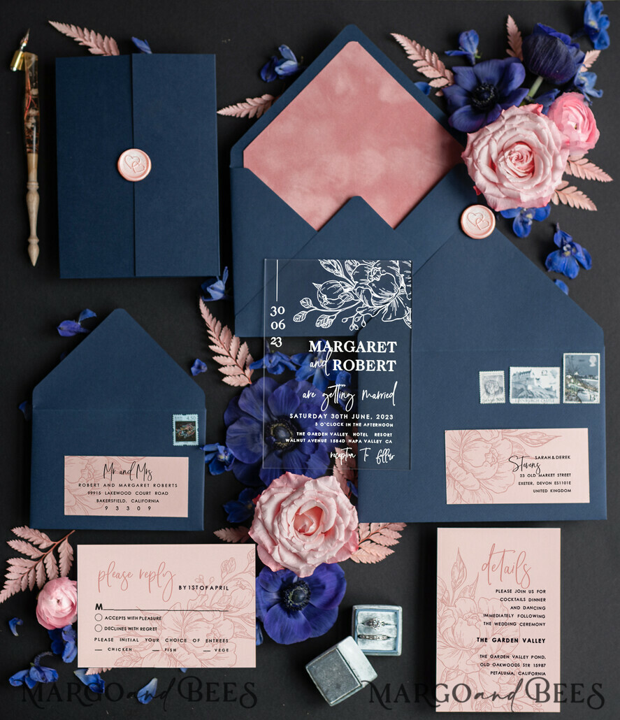 WEDDING INVITATIONS Modern Invites Floral Cards Velvet Modern Wedding invitations Acrylic, elegant Acrylic wedding invitation suite, Romantic Minimalist Wedding Invites, Luxury wedding Stationery