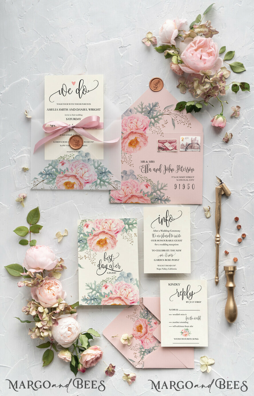WEDDING INVITATIONS Modern Invites Floral Cards Bespoke wedding invitations, Bohemian wedding invitation Suite • Luxury Wedding Invitation Suite • Handmade wedding Stationery, floral