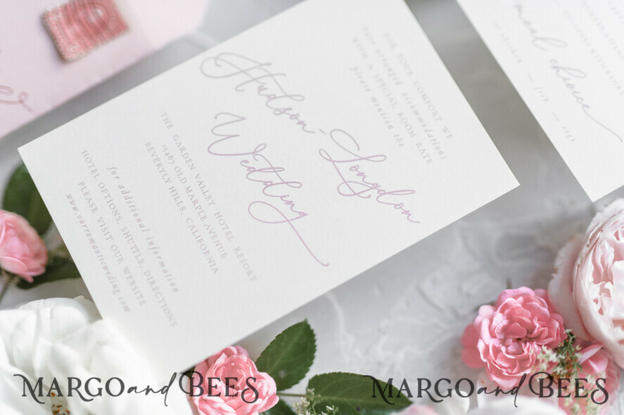 WEDDING INVITATIONS Modern Invites Floral Cards Blush pink wedding invitations, romantic wedding invitations, white wedding invitations, floral wedding invitations, rose wedding invitations, garden roses, garden roses wedding invitations, garden rose, rose wedding accessories, pink ribbon, pink bow, pink wedding invitations, floral cards, floral envelope, calligraphy, rose wedding cards, garden wedding, romantic wedding, elegant wedding invitations, blush pink wedding stationery