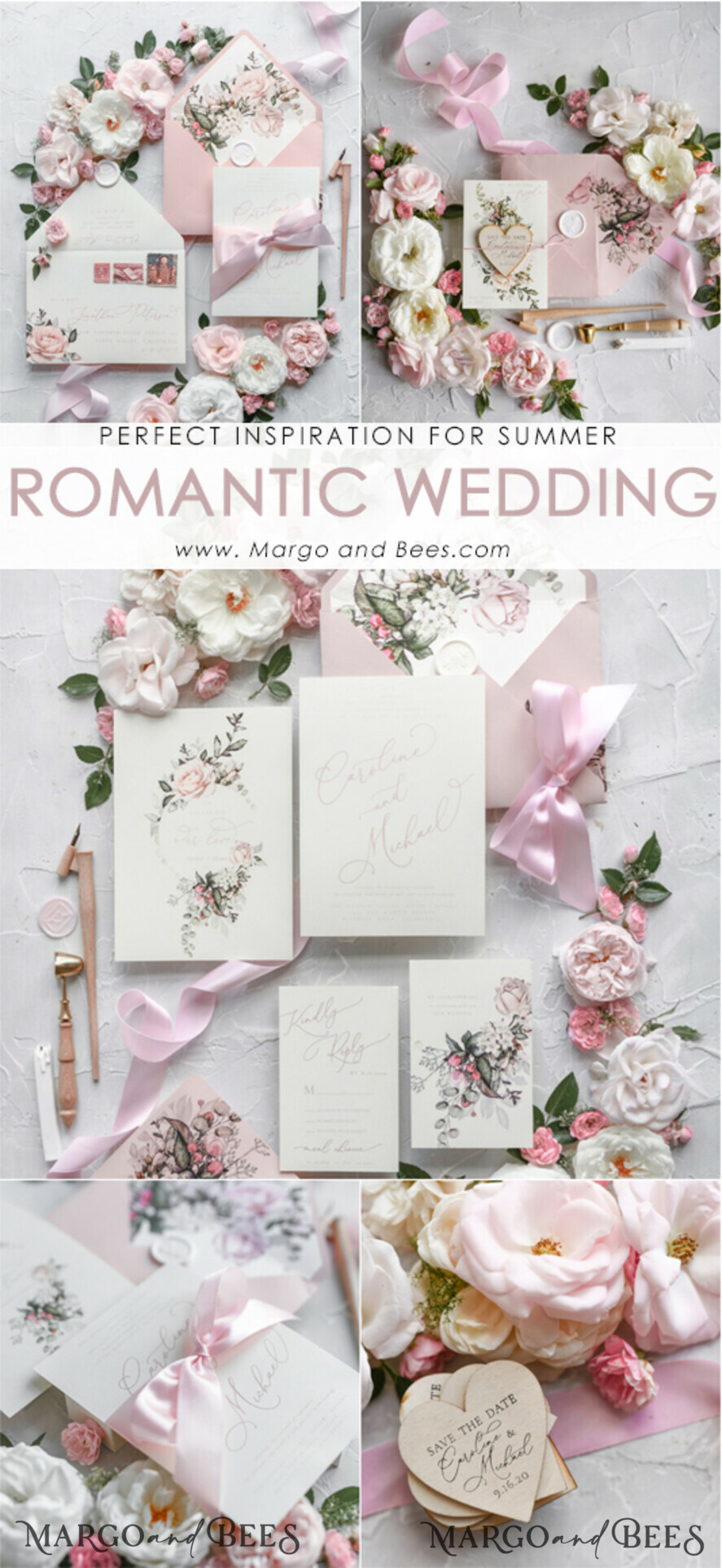 WEDDING INVITATIONS Modern Invites Floral Cards Blush pink wedding invitations, romantic wedding invitations, white wedding invitations, floral wedding invitations, rose wedding invitations, garden roses, garden roses wedding invitations, garden rose, rose wedding accessories, pink ribbon, pink bow, pink wedding invitations, floral cards, floral envelope, calligraphy, rose wedding cards, garden wedding, romantic wedding, elegant wedding invitations, blush pink wedding stationery
