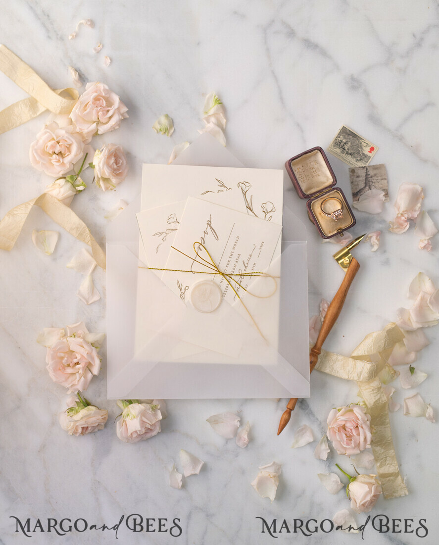 WEDDING INVITATIONS Modern Invites Floral Cards Minimalist Wedding invitations elegant suite