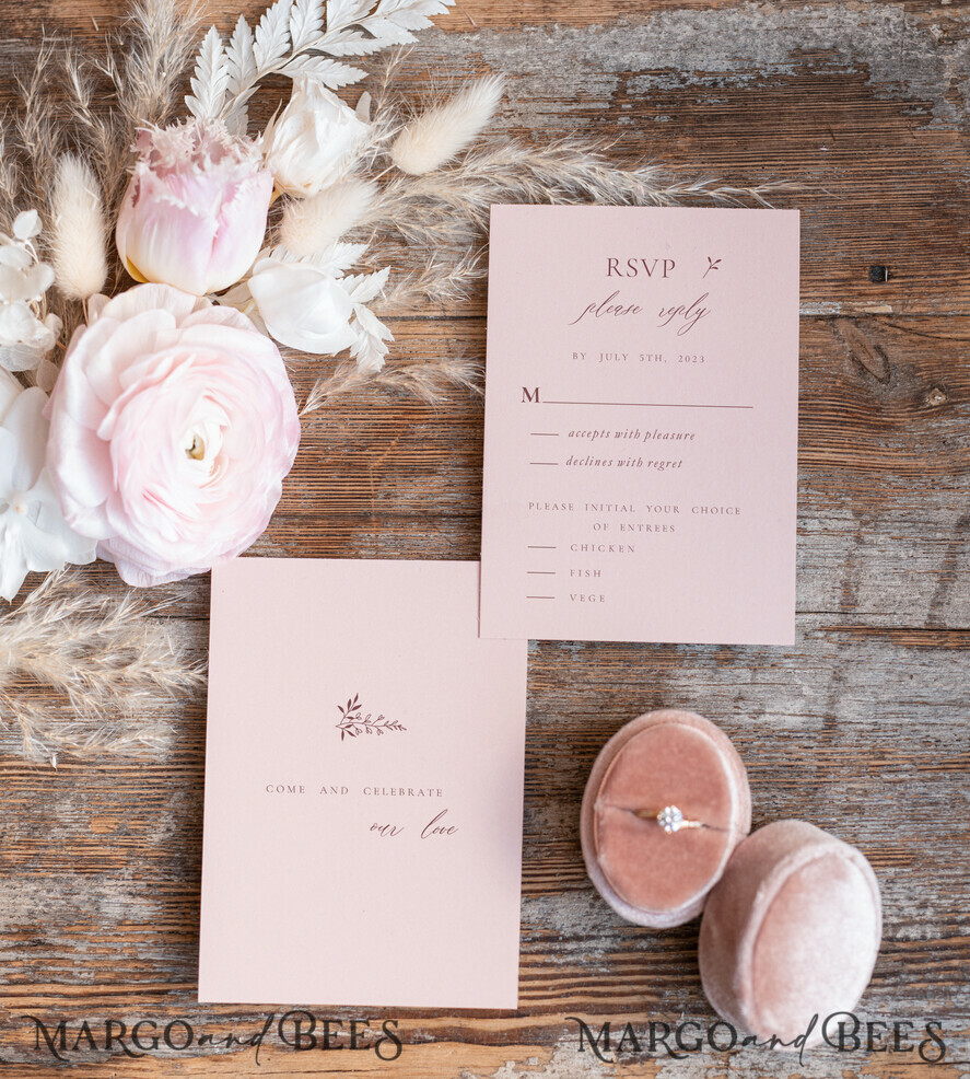 WEDDING INVITATIONS Modern Invites Floral Cards Elegant wedding invitation copper wax, Boho wedding invitations, Floral Elegant Wedding Invites, Botanical wedding Stationery