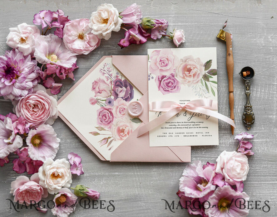 WEDDING INVITATIONS Modern Invites Floral Cards Floral wedding invitations, floral wedding accessories, floral wedding stationery, calligraphy, rose wedding invitations, rose card, rose, roses, garden rose, garden roses wedding invitations, vellum, vellum envelope, floral design, blush pink wedding invitations, blush pink wedding cards, ecru wedding invitations, pastel pink, pink ribbon, pink bow, romantic wedding invitations, blush pink wedding stationery, ecru wedding accessories, floral wedding, spring wedding invitations, spring flowers