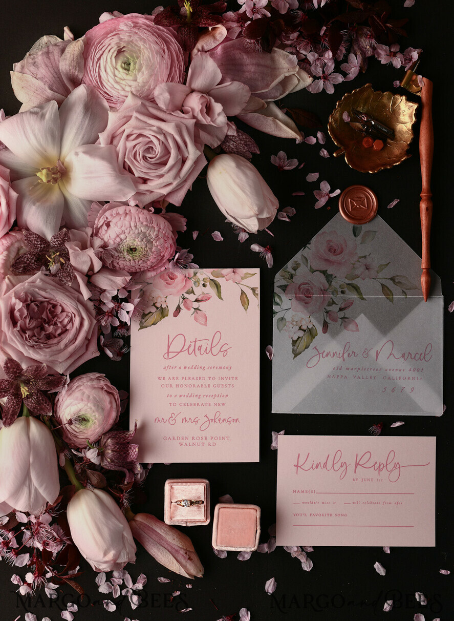 WEDDING INVITATIONS Modern Invites Floral Cards Luxury Acrylic Plexi Wedding Invitations With Gold Tassel, Modern Floral Wedding Invites, Minimalistic Wedding Invitation Suite, Elegant And Handmade Wedding Cards