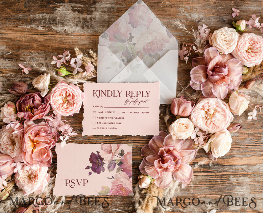 WEDDING INVITATIONS Modern Invites Floral Cards Stylish wedding invitation copper wax, Boho wedding invitations, Floral Elegant Wedding Invites, Botanical wedding Stationery