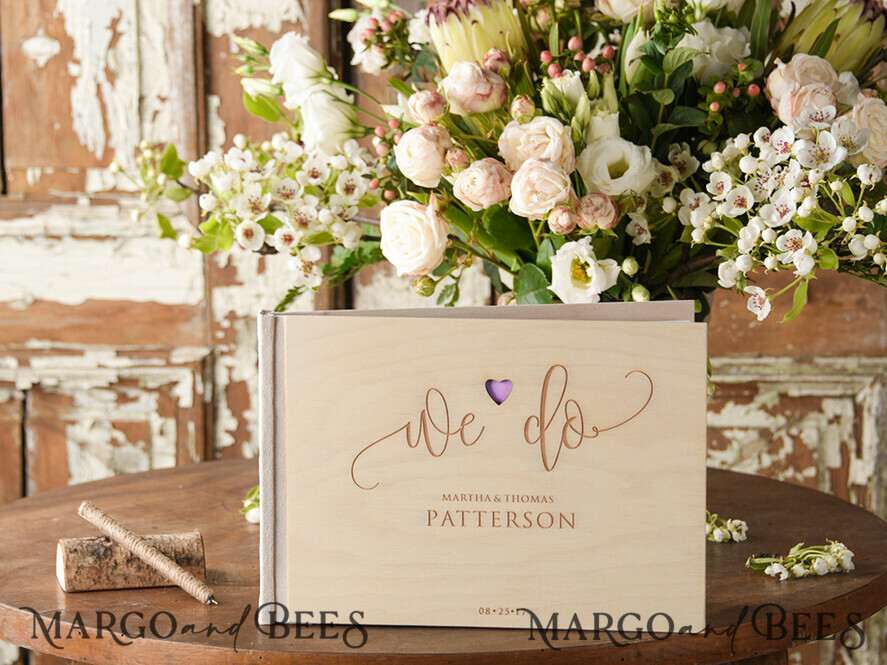 WEDDING GUEST BOOKS Rustic Wooden Engraved PhotoAlbum Presonalised Wedding Guest Book, Boho Instax Wedding Book Wooden Instax Photo Booth Album