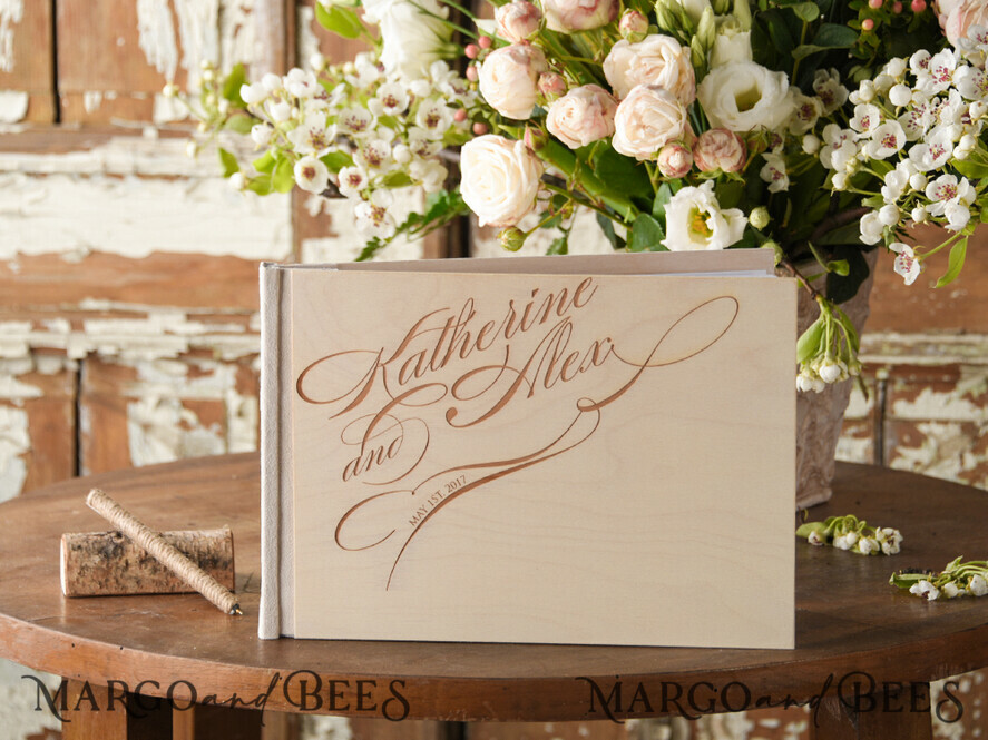 WEDDING GUEST BOOKS Rustic Wooden Engraved PhotoAlbum Preonalised wedding Guestbook, Boho Instax Wedding Book Wooden Instax Photo Booth Album