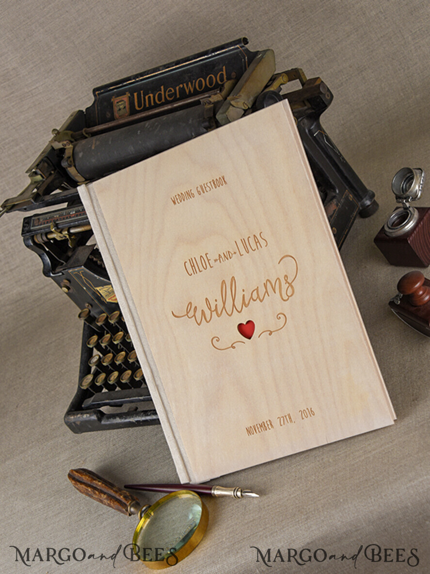 WEDDING GUEST BOOKS Rustic Wooden Engraved PhotoAlbum Custom Wedding Guestbook, Wood Wedding Album Boho Photo Booth Book