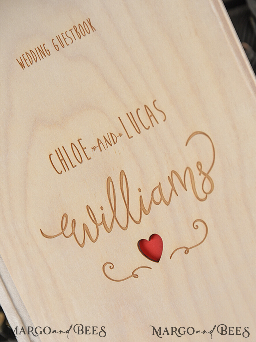 WEDDING GUEST BOOKS Rustic Wooden Engraved PhotoAlbum Custom Wedding Guestbook, Wood Wedding Album Boho Photo Booth Book