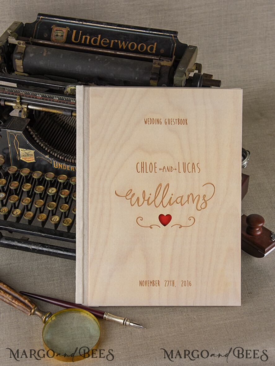 WEDDING GUEST BOOKS Rustic Wooden Engraved PhotoAlbum Custom Wedding Guestbook, Wood Wedding Album Boho Photo Booth Book
