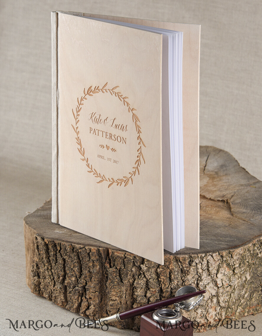 WEDDING GUEST BOOKS Rustic Wooden Engraved PhotoAlbum Preonalised wedding Guestbook, Wood Wedding Album Boho Photo Booth Book
