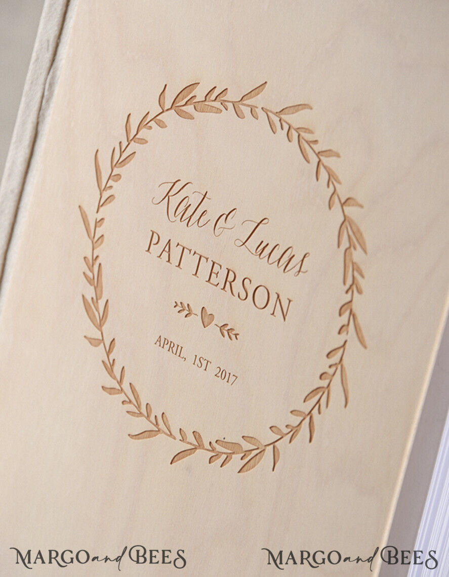 WEDDING GUEST BOOKS Rustic Wooden Engraved PhotoAlbum Preonalised wedding Guestbook, Wood Wedding Album Boho Photo Booth Book