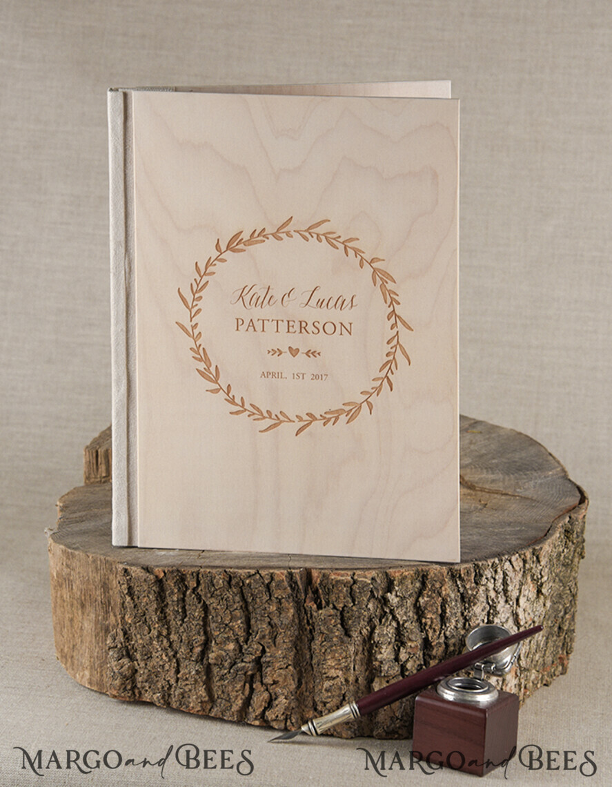 WEDDING GUEST BOOKS Rustic Wooden Engraved PhotoAlbum Preonalised wedding Guestbook, Wood Wedding Album Boho Photo Booth Book