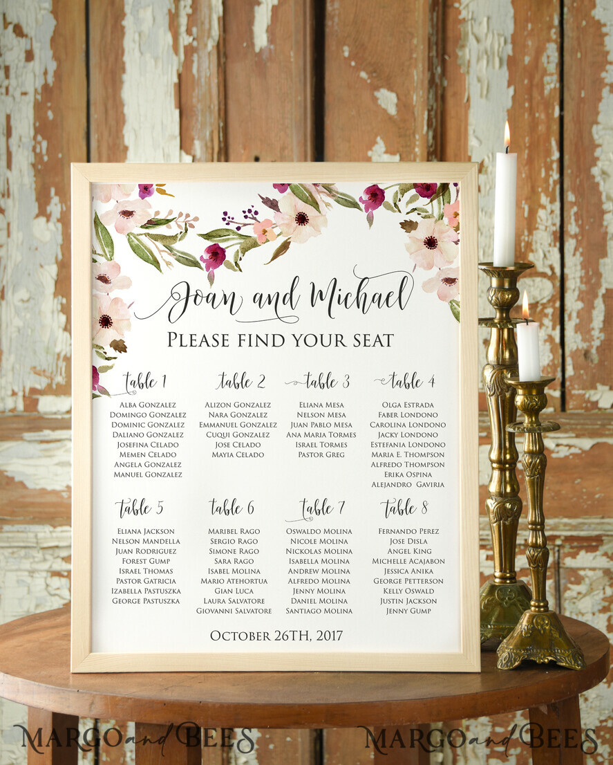 TABLE PLANS AND WEDDING WELCOME SIGNS watercolor wedding table plan