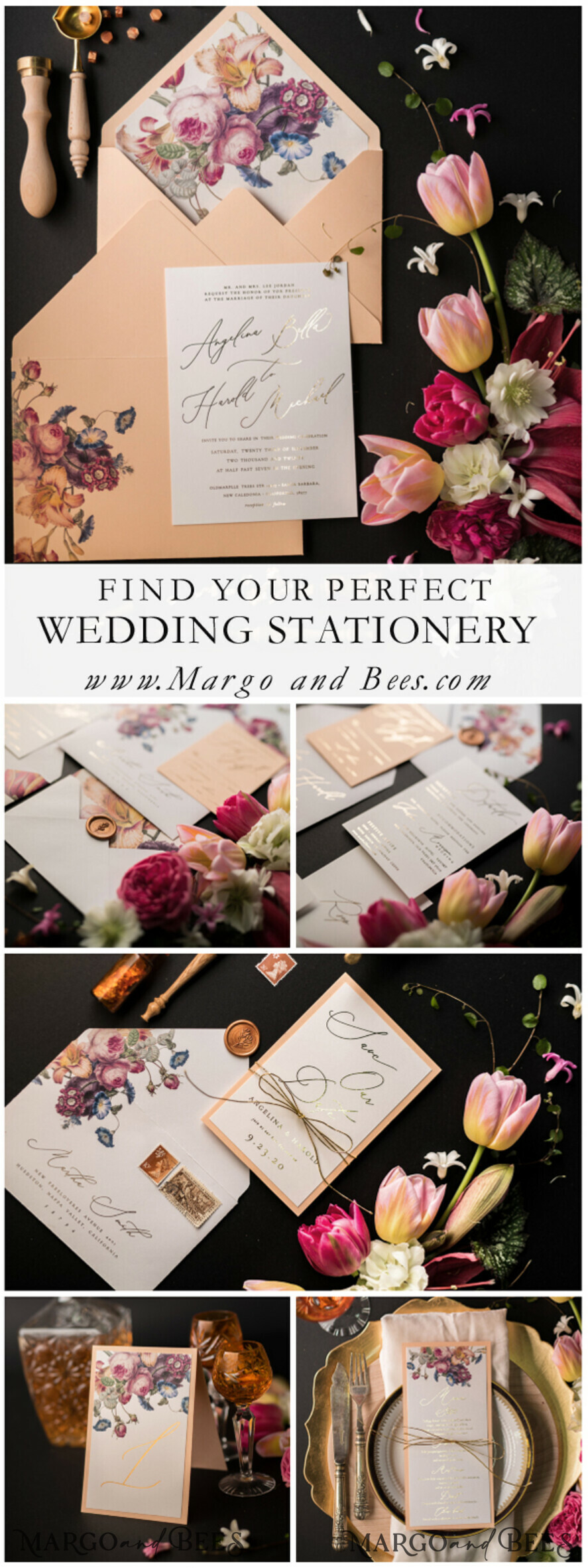 MENU & PROGRAMS romantic wedding stationery elegant