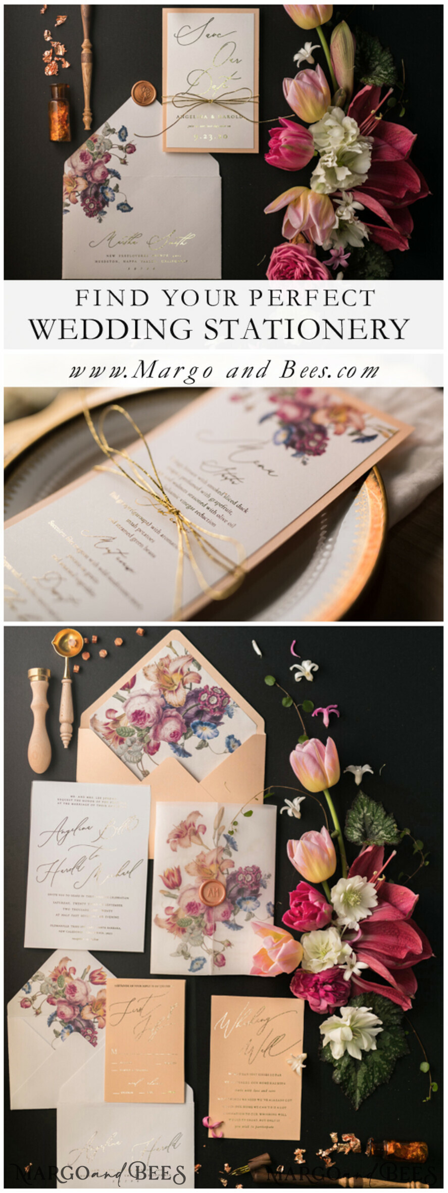 MENU & PROGRAMS romantic wedding stationery elegant