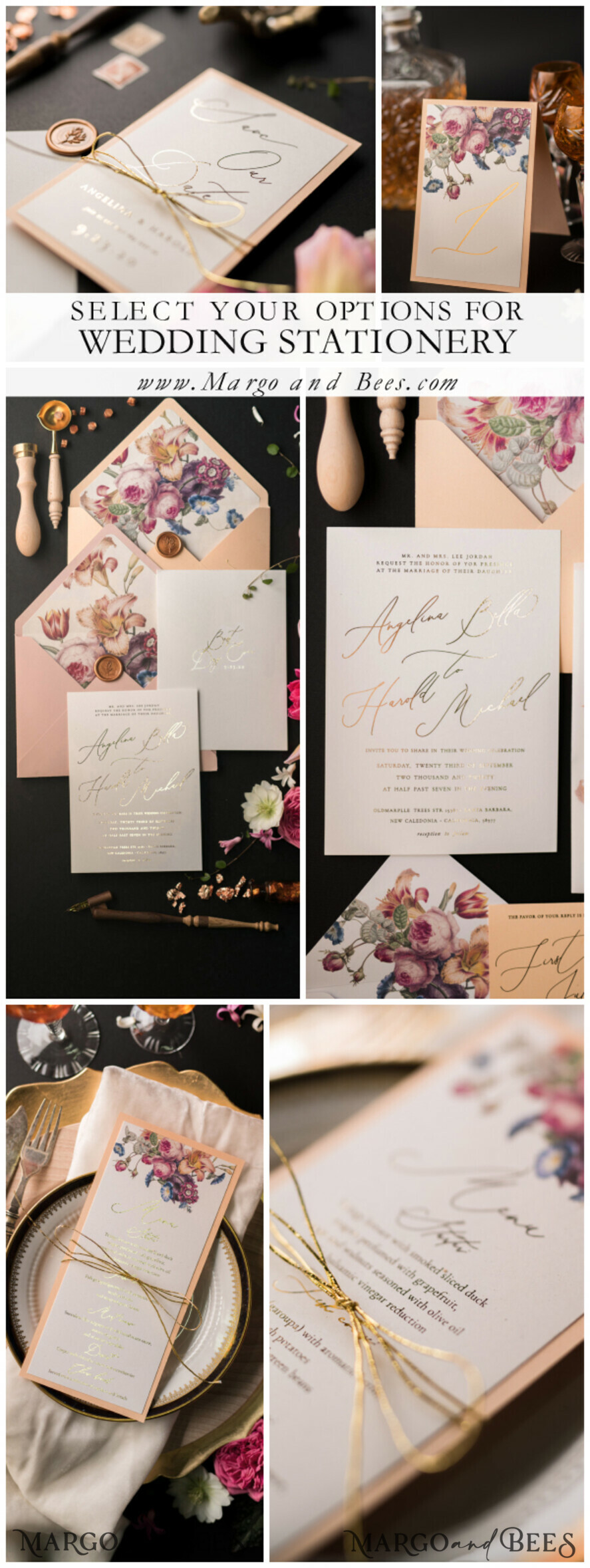 MENU & PROGRAMS romantic wedding stationery elegant