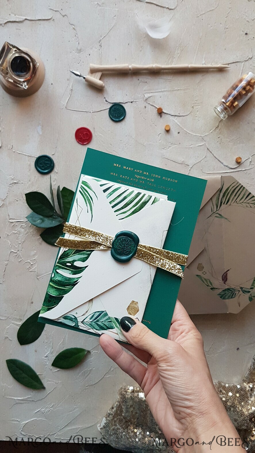 WEDDING INVITATIONS modern calligraphy / fine art Handmade wedding invitation, luxury elegant invites