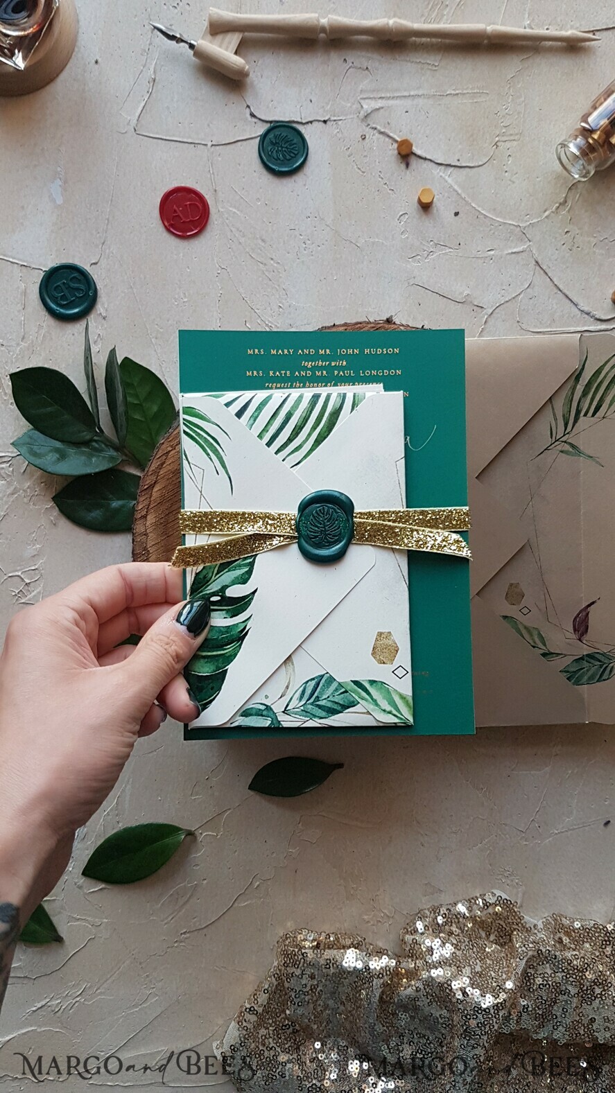WEDDING INVITATIONS modern calligraphy / fine art Handmade wedding invitation, luxury elegant invites