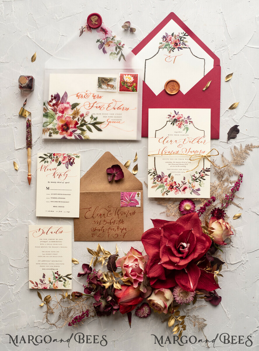 WEDDING INVITATIONS modern calligraphy / fine art Bespoke wedding invitation, unique calligraphy invites