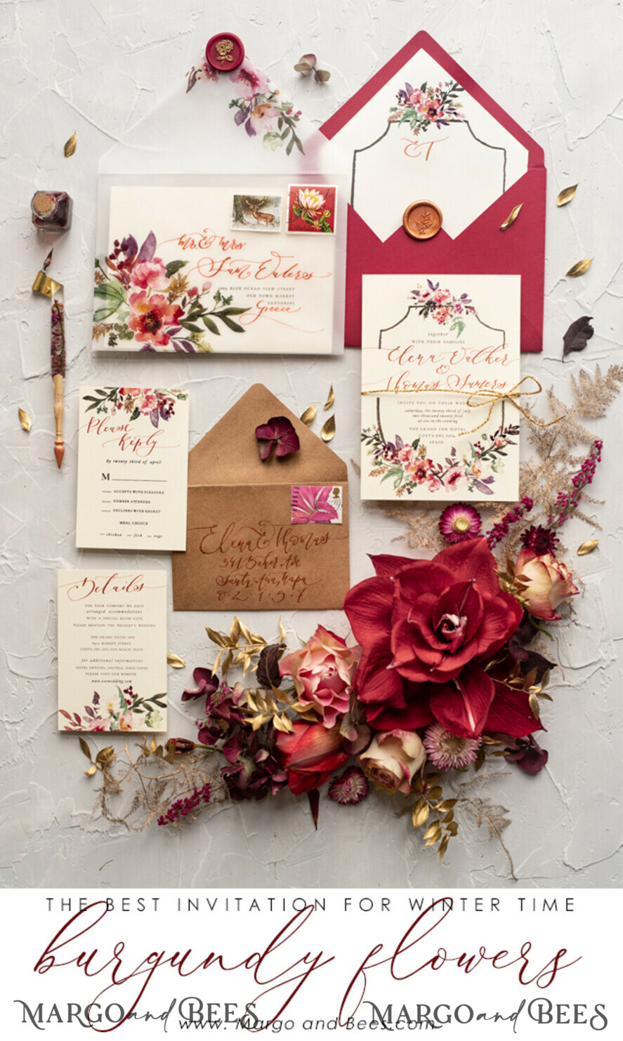 WEDDING INVITATIONS modern calligraphy / fine art Bespoke wedding invitation, unique calligraphy invites