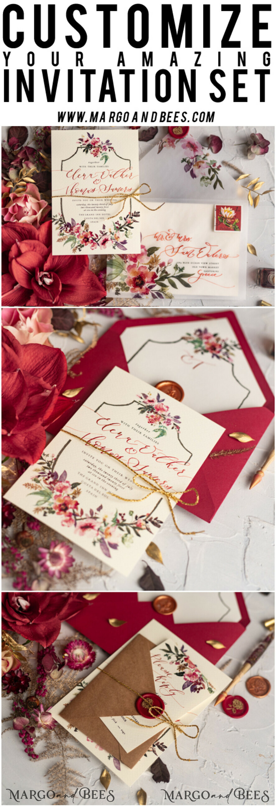 WEDDING INVITATIONS modern calligraphy / fine art Bespoke wedding invitation, unique calligraphy invites