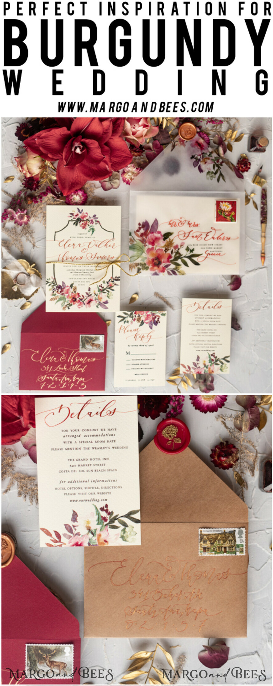 WEDDING INVITATIONS modern calligraphy / fine art Bespoke wedding invitation, unique calligraphy invites