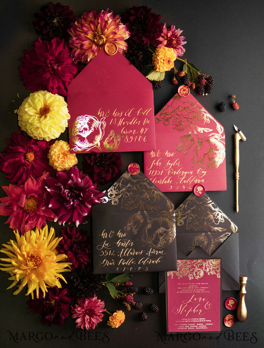 WEDDING INVITATIONS modern calligraphy / fine art Wedding invitations custom, luxurious stationery