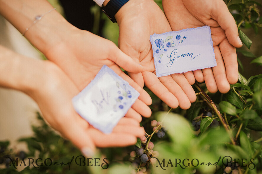 PLACE CARDS / TABLE CARDS calligraphy Romantic Deckle-Edge Blueberry Wedding Place Cards, Elegant Purple Wedding Name Tags For Your Wedding Tables, Modern Floral Graphic Place Cards, Editable Text