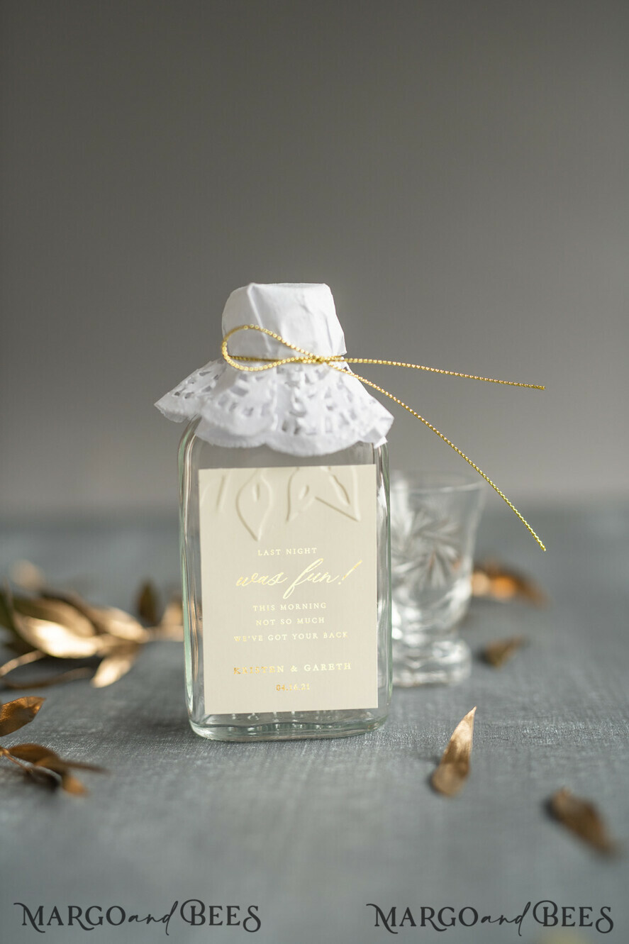 WEDDING FAVORS wedding hangover kits Wedding Favor gifts bottles for hangover kit elegant gold