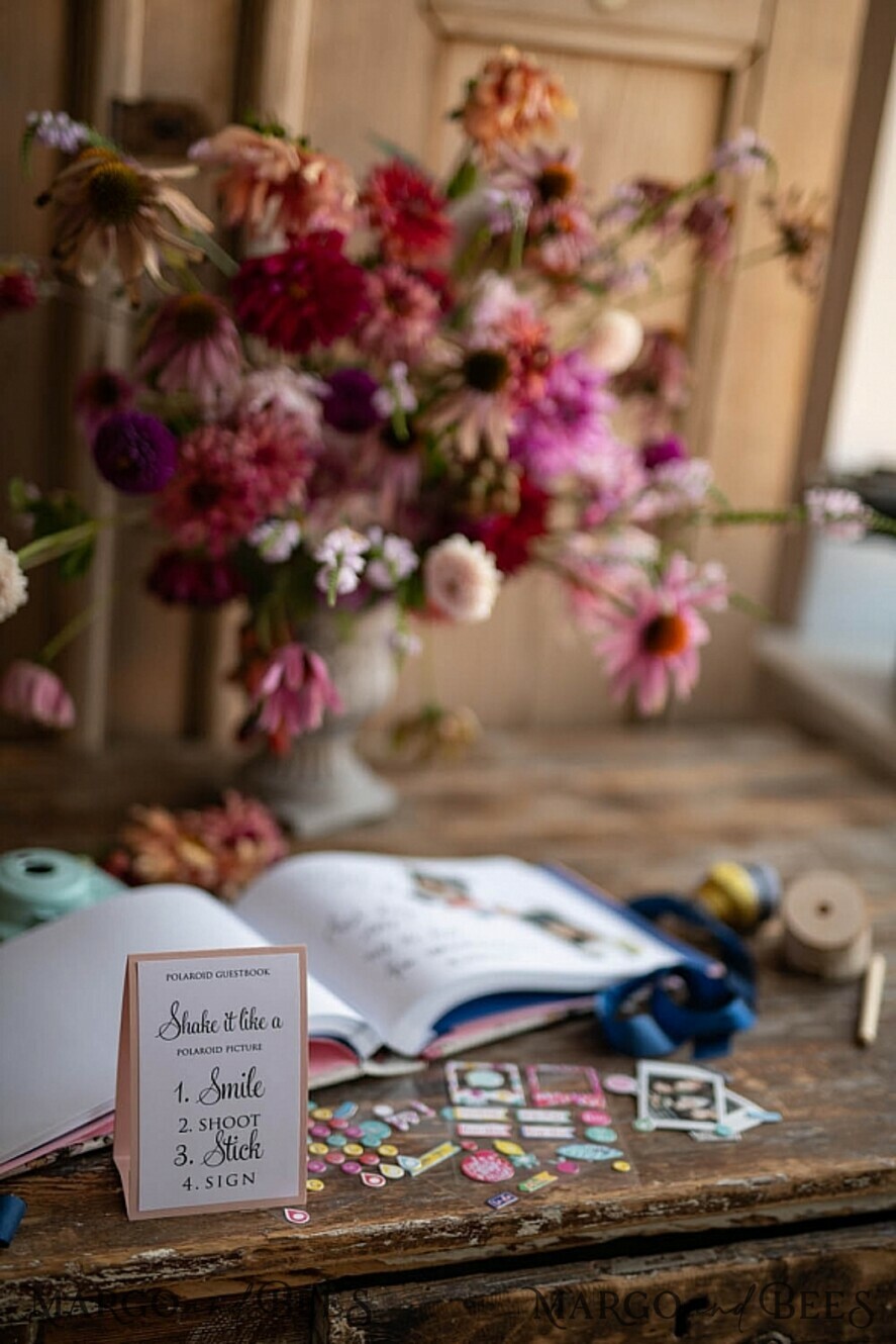 WEDDING GUEST BOOKS Instax Instant Photo Book Luxury Wedding GuestBook, Vintagw Personalized Wedding Album • Wedding Peach Photo Booth Book