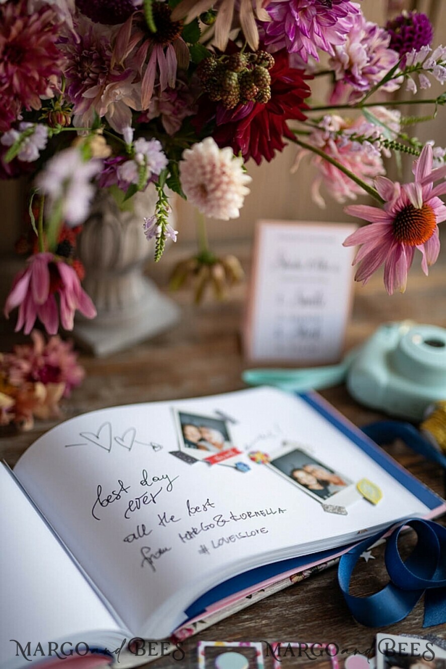 WEDDING GUEST BOOKS Instax Instant Photo Book Luxury Wedding GuestBook, Vintagw Personalized Wedding Album • Wedding Peach Photo Booth Book