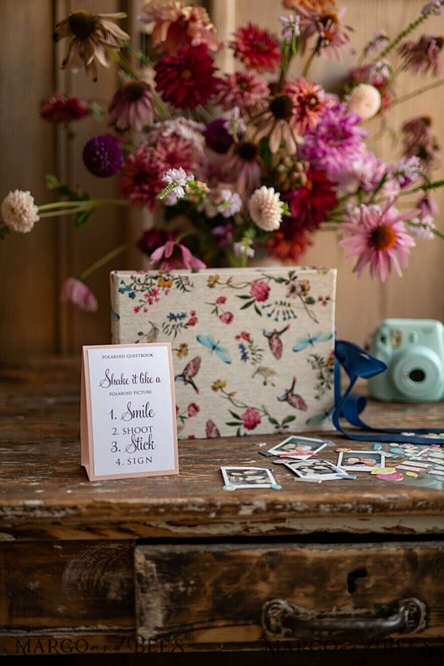 WEDDING GUEST BOOKS Instax Instant Photo Book Luxury Wedding GuestBook, Vintagw Personalized Wedding Album • Wedding Peach Photo Booth Book