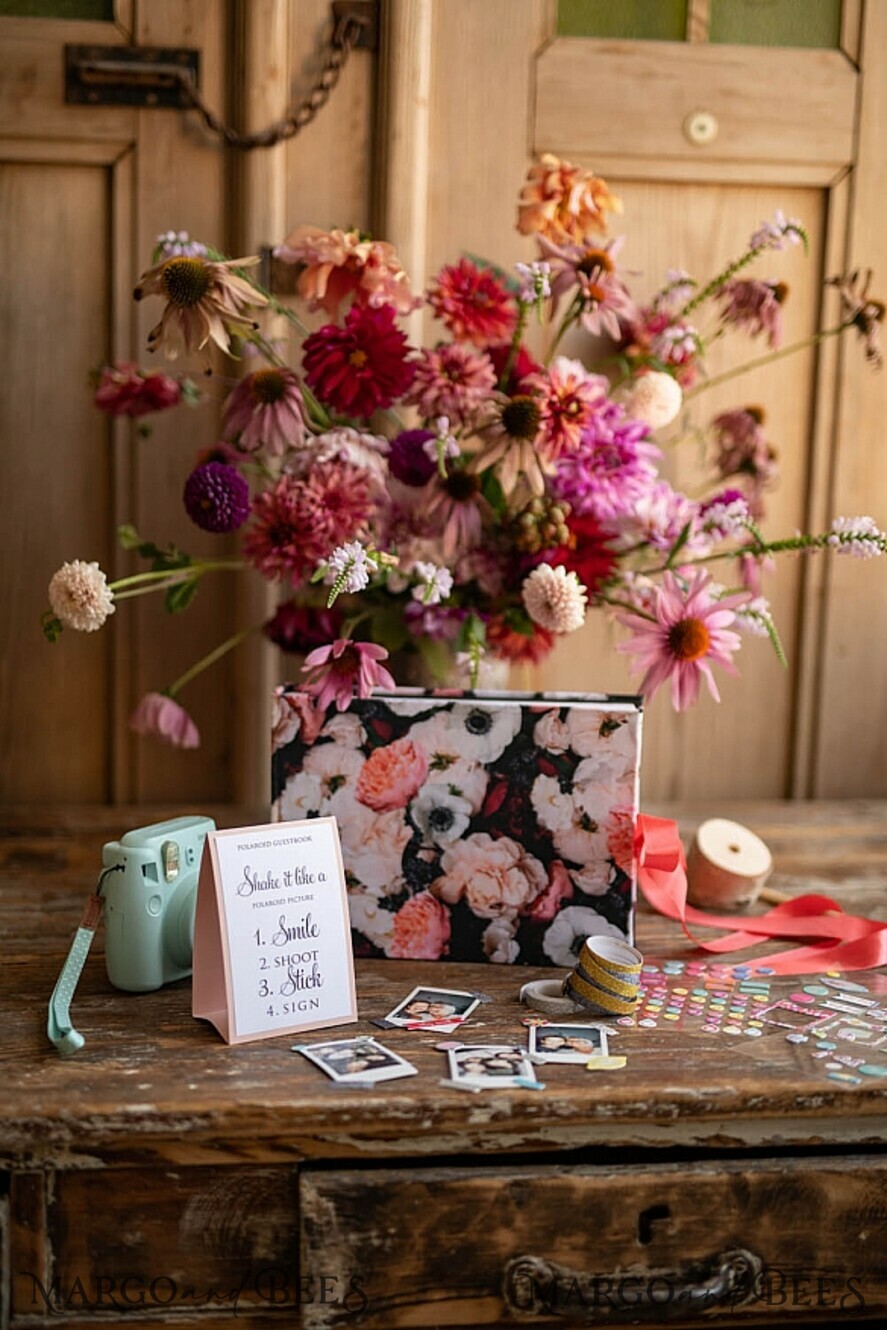 WEDDING GUEST BOOKS Instax Instant Photo Book Custom Wedding Guestbook, Velvet Instant Photo Book Boho Elegant Instax Wedding Photo Guestbook