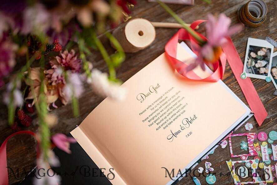 WEDDING GUEST BOOKS Instax Instant Photo Book Custom Wedding Guestbook, Velvet Instant Photo Book Boho Elegant Instax Wedding Photo Guestbook