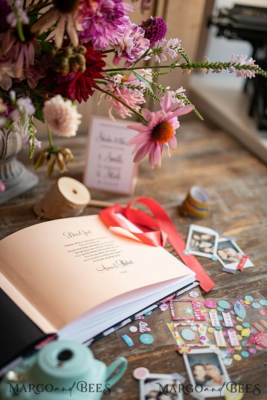 WEDDING GUEST BOOKS Instax Instant Photo Book Custom Wedding Guestbook, Velvet Instant Photo Book Boho Elegant Instax Wedding Photo Guestbook
